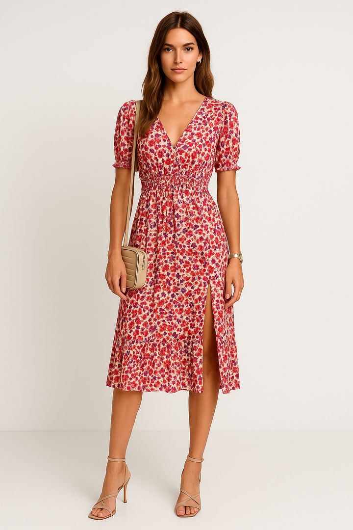 Nova – Freizeit-Maxikleid mit V-Ausschnitt und Schlitz