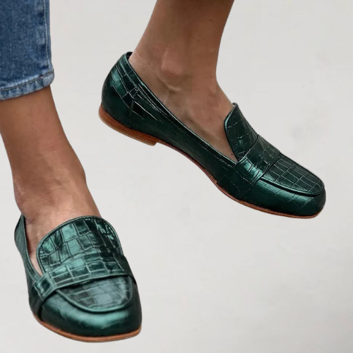 Ylenora - Modische Loafers mit glänzendem, kariertem Muster