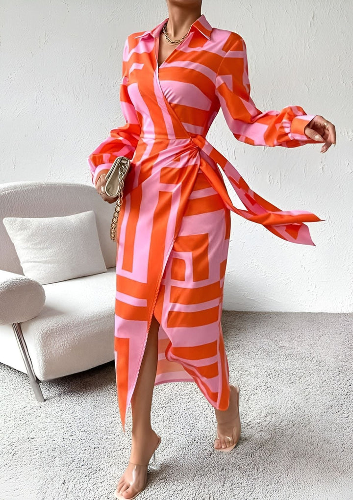 Olivia – Bedrucktes tailliertes Hemdkleid