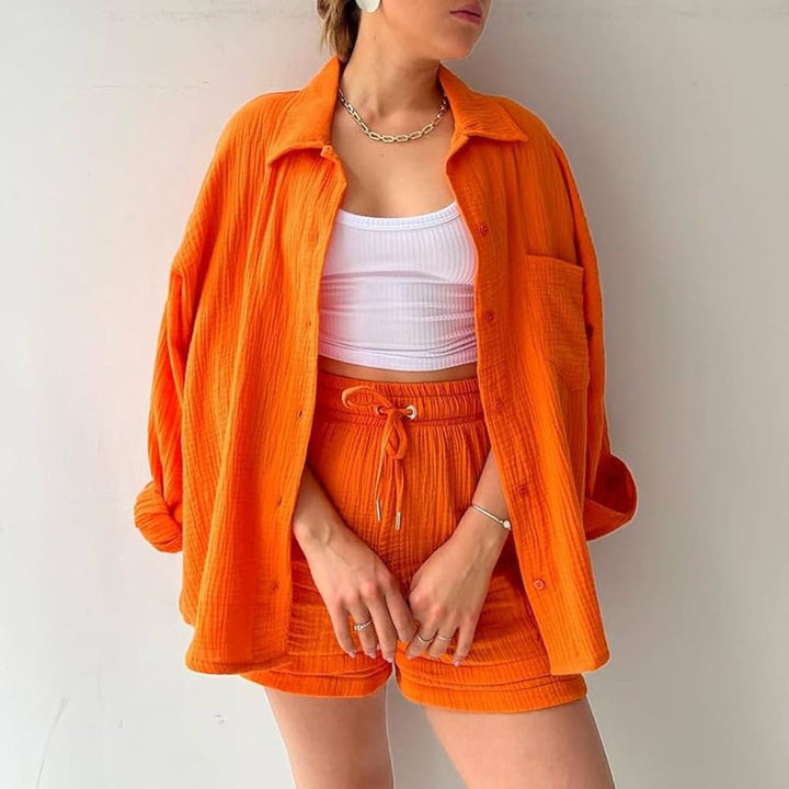 Bea | Zweiteiliges Set Hemd und Shorts aus Baumwolle