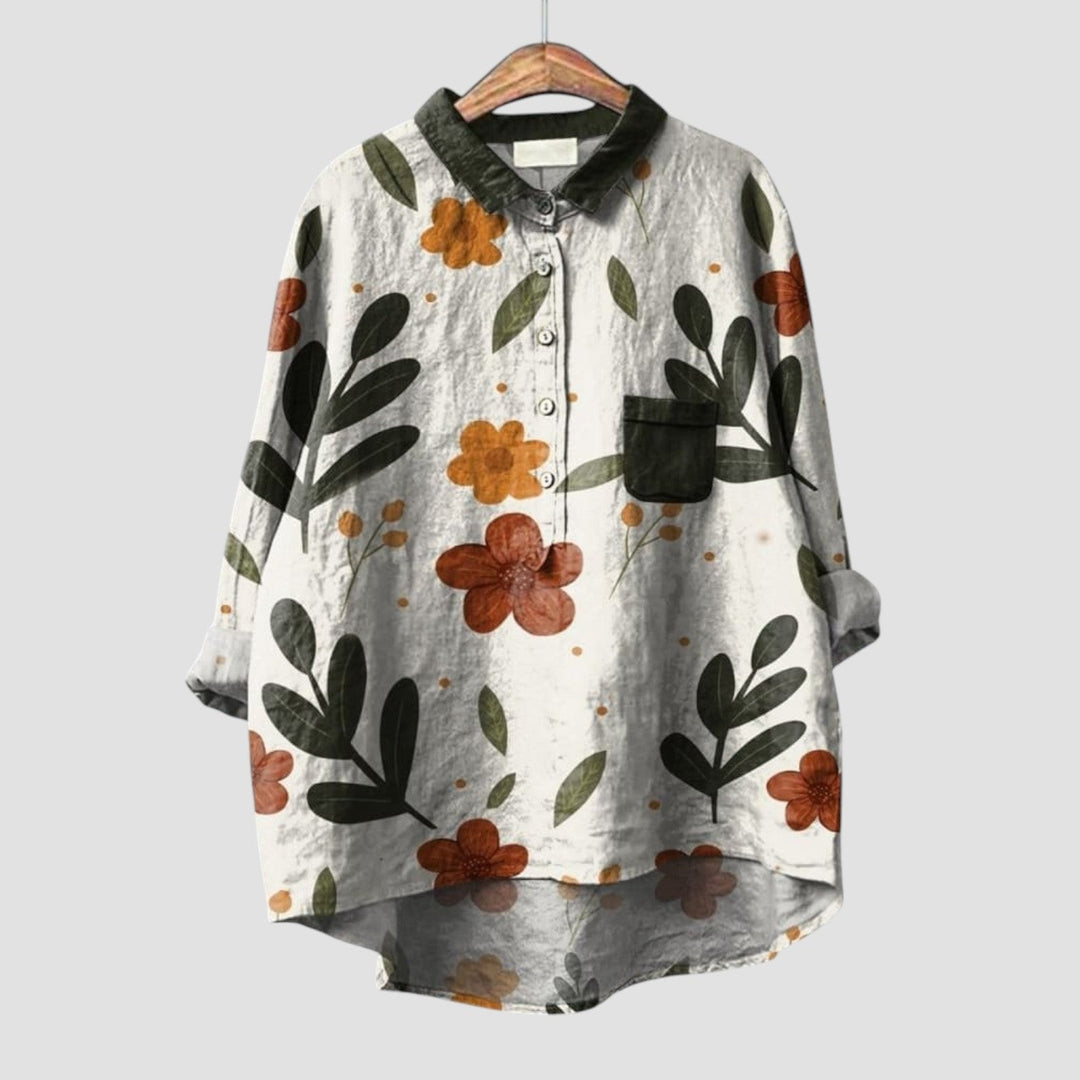CLARISSA | Oversized Blumiges Hemd im Natürlichen und Authentischen Stil