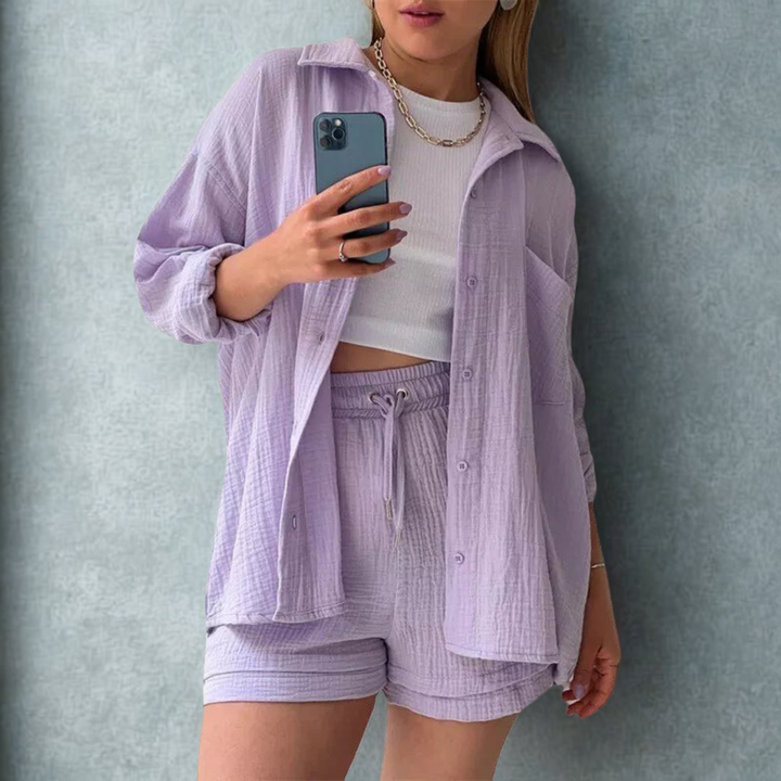 Bea | Zweiteiliges Set Hemd und Shorts aus Baumwolle