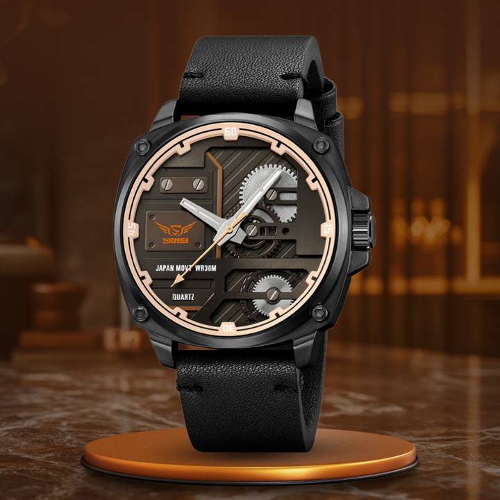 van Baerle - Quarz Leder Herrenarmbanduhr