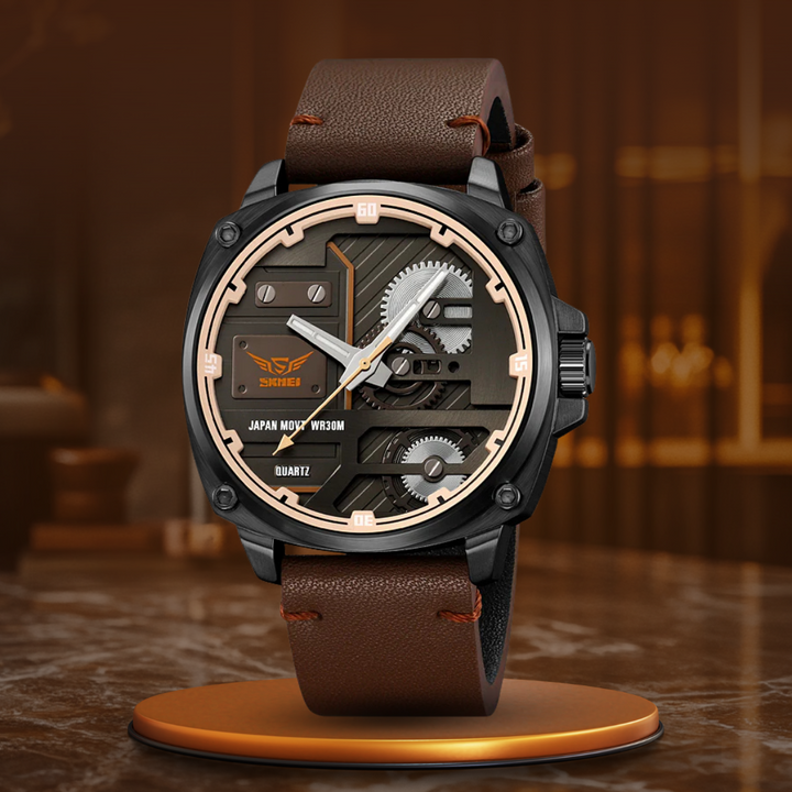 van Baerle - Quarz Leder Herrenarmbanduhr