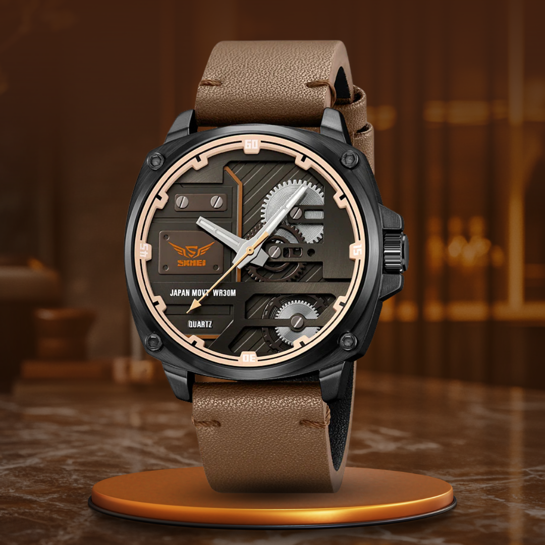 van Baerle - Quarz Leder Herrenarmbanduhr