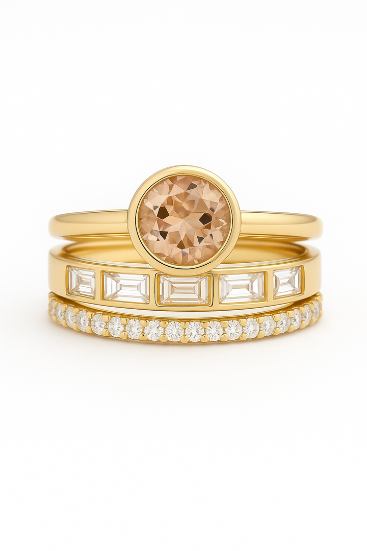 Eleganter Kristall Goldring