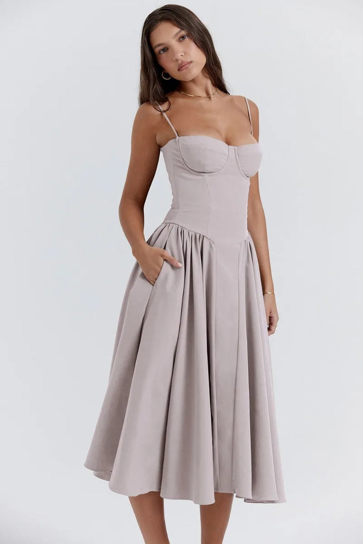Bärbel | Ärmelloses Midikleid mit Korsettschnitt