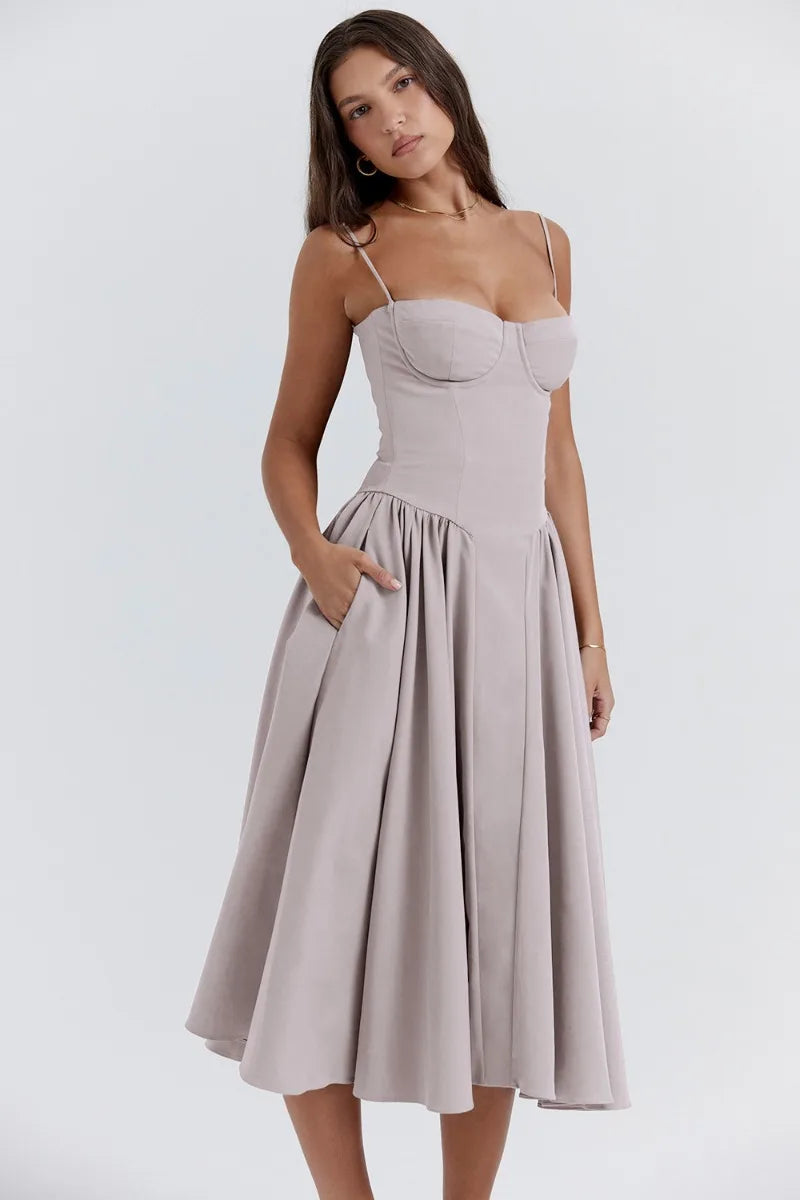 Celine - Midikleid ärmellos mit Korsettpassform