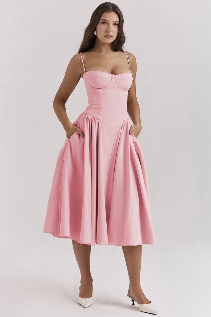 Celine - Midikleid ärmellos mit Korsettpassform