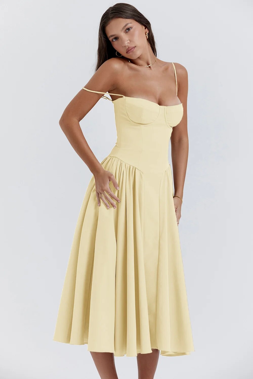 Celine - Midikleid ärmellos mit Korsettpassform