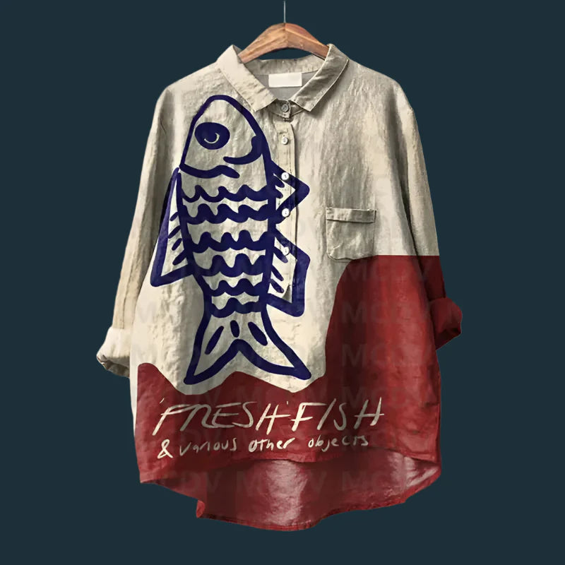 Rael | Bequemes Vintage-Shirt mit Fischprint