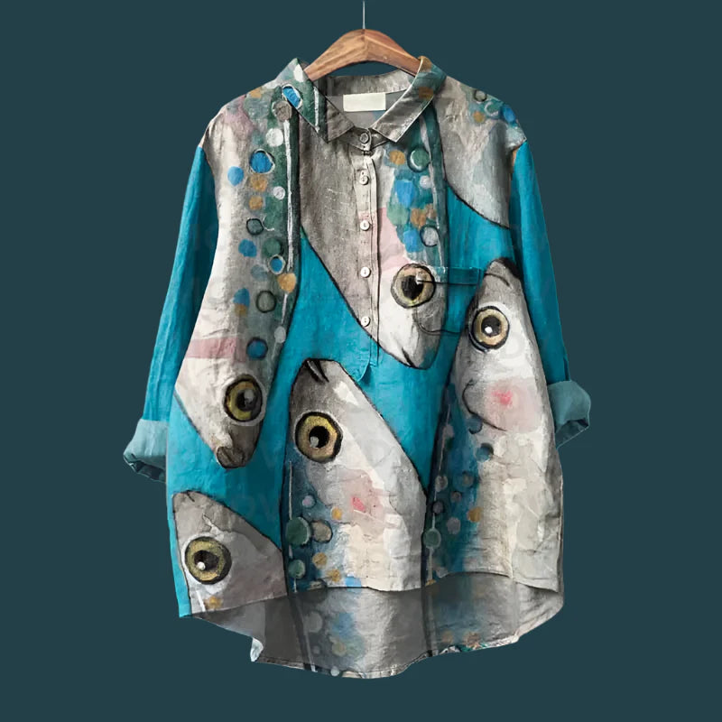 Rael | Bequemes Vintage-Shirt mit Fischprint