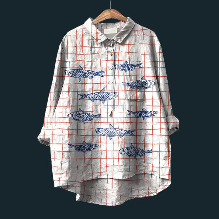 Rael | Bequemes Vintage-Shirt mit Fischprint