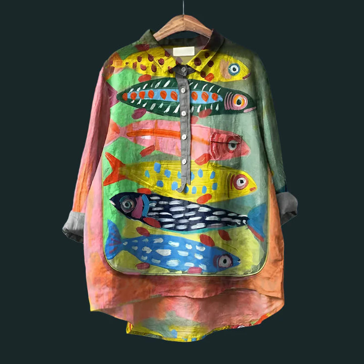 Rael | Bequemes Vintage-Shirt mit Fischprint