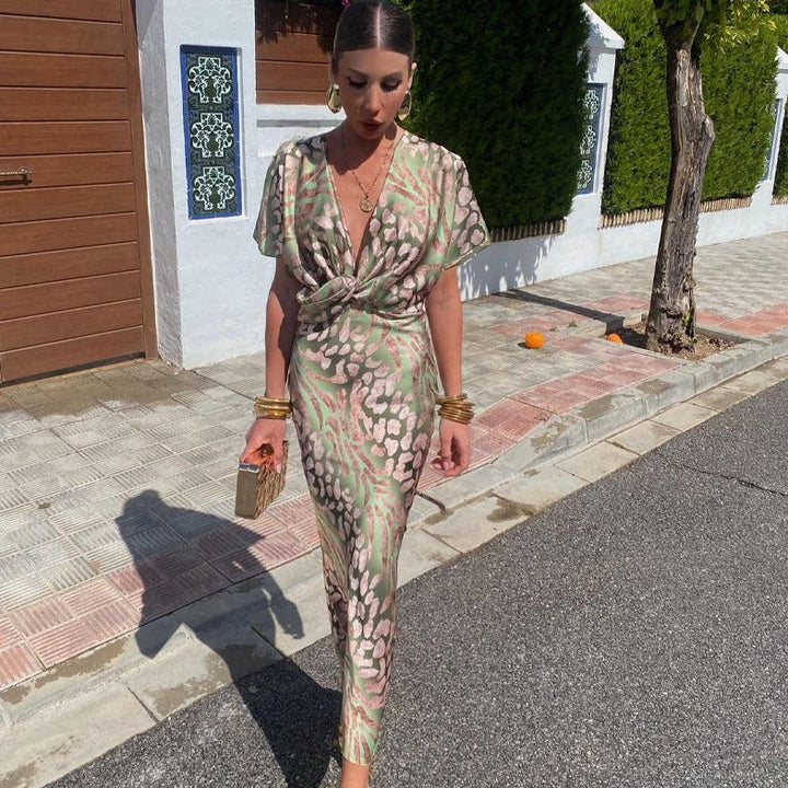Anneliese® | Maxikleid mit gedrehtem V-Ausschnitt