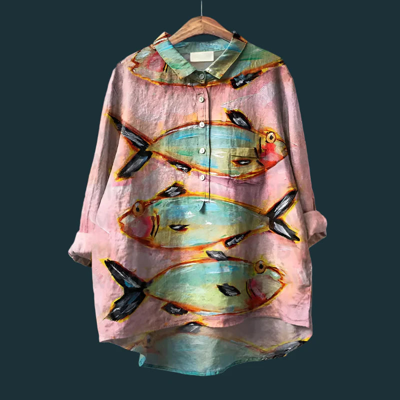 Rael | Bequemes Vintage-Shirt mit Fischprint