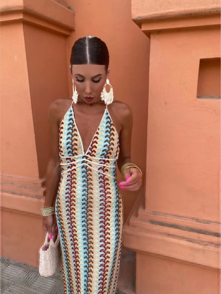 Roxanne | Rückenfreies Kleid mit Neckholder-Kragen