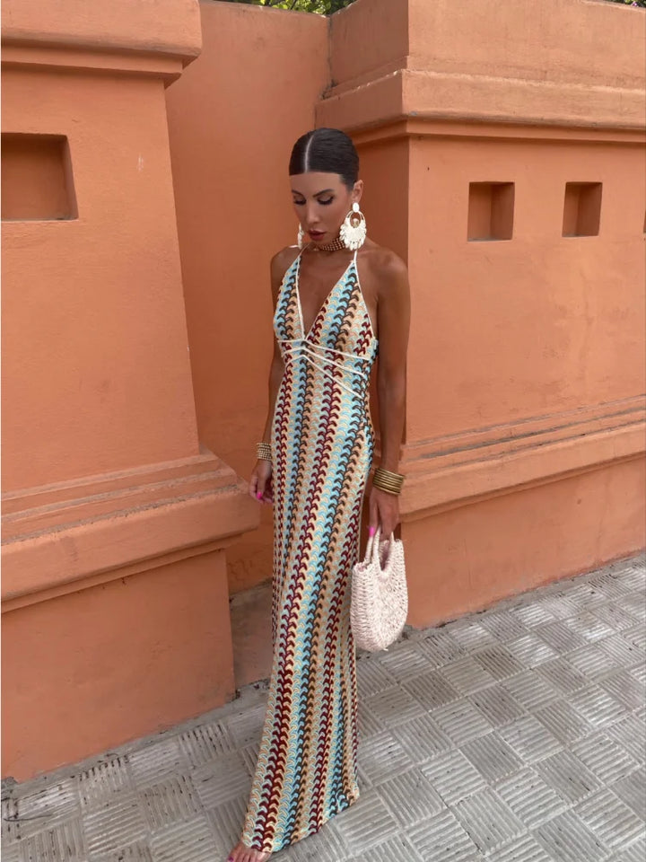 Roxanne | Rückenfreies Kleid mit Neckholder-Kragen
