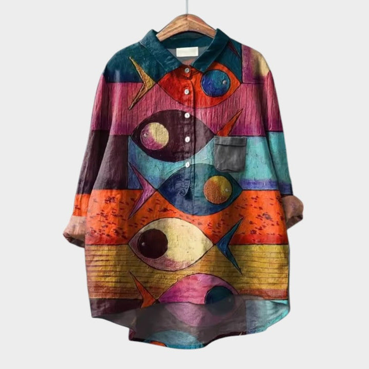 LUCIANA | Oversize-Bluse mit stilisierten Katzen und einzigartigem Komfort für jeden Tag