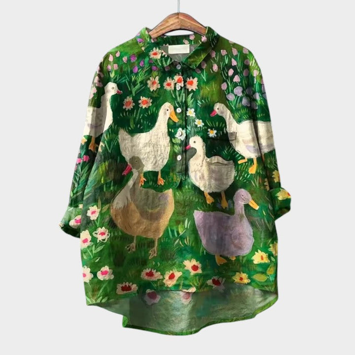 LUCIANA | Oversize-Bluse mit stilisierten Katzen und einzigartigem Komfort für jeden Tag