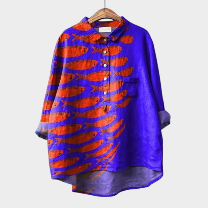 LUCIANA | Oversize-Bluse mit stilisierten Katzen und einzigartigem Komfort für jeden Tag