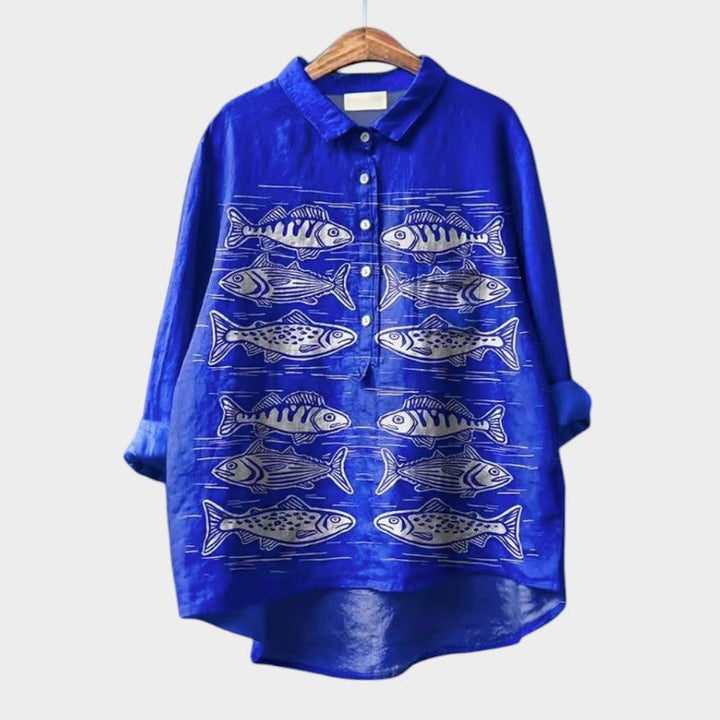 LUCIANA | Oversize-Bluse mit stilisierten Katzen und einzigartigem Komfort für jeden Tag
