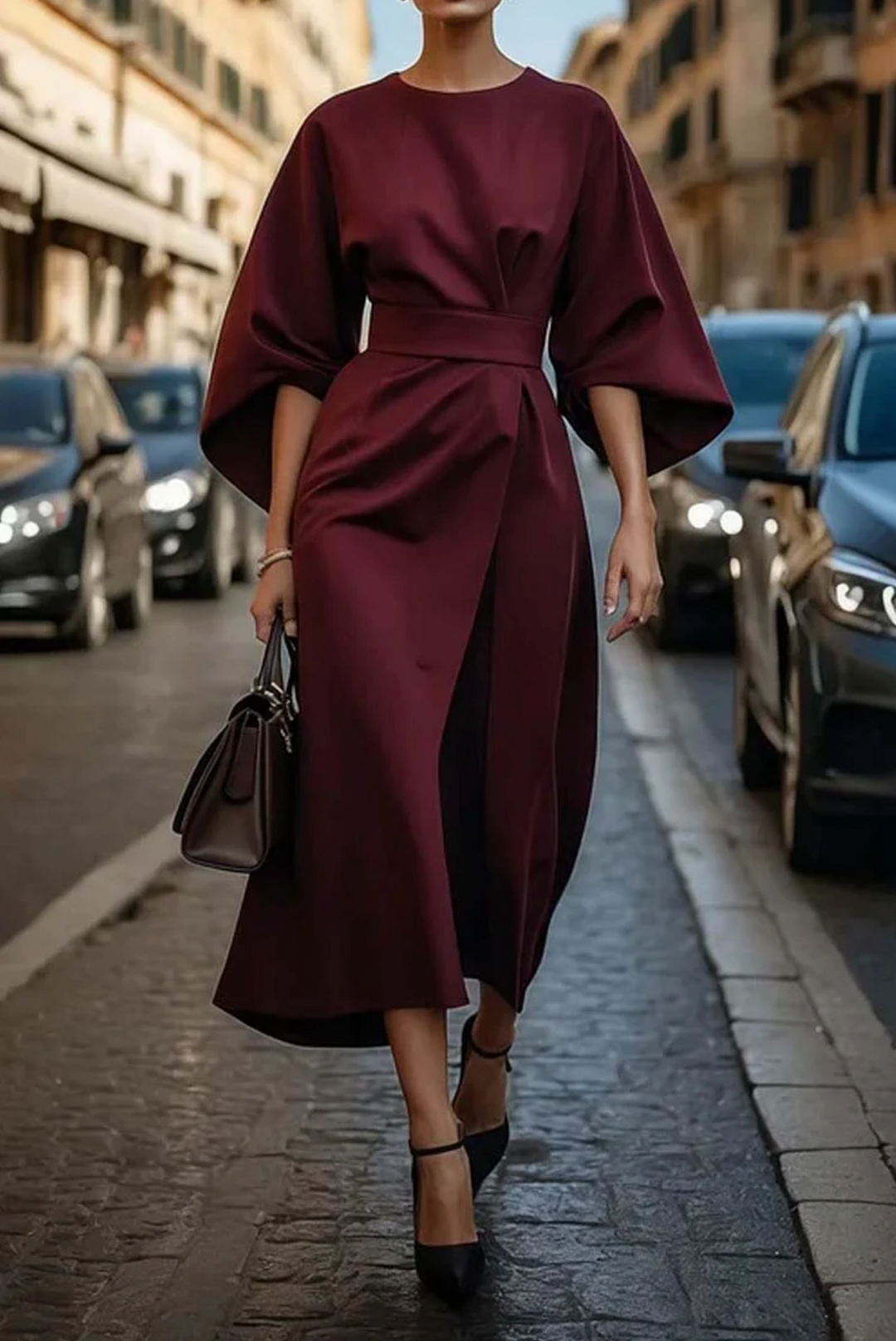 Véda – Luxuriöses Kleid mit Laternenärmeln