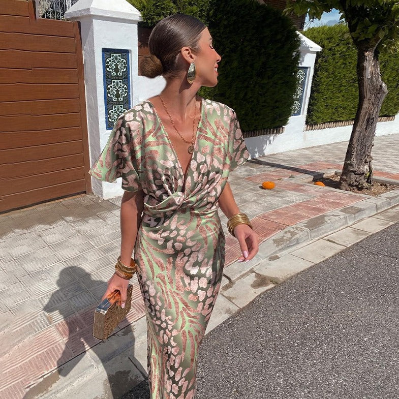 Anneliese® | Maxikleid mit gedrehtem V-Ausschnitt