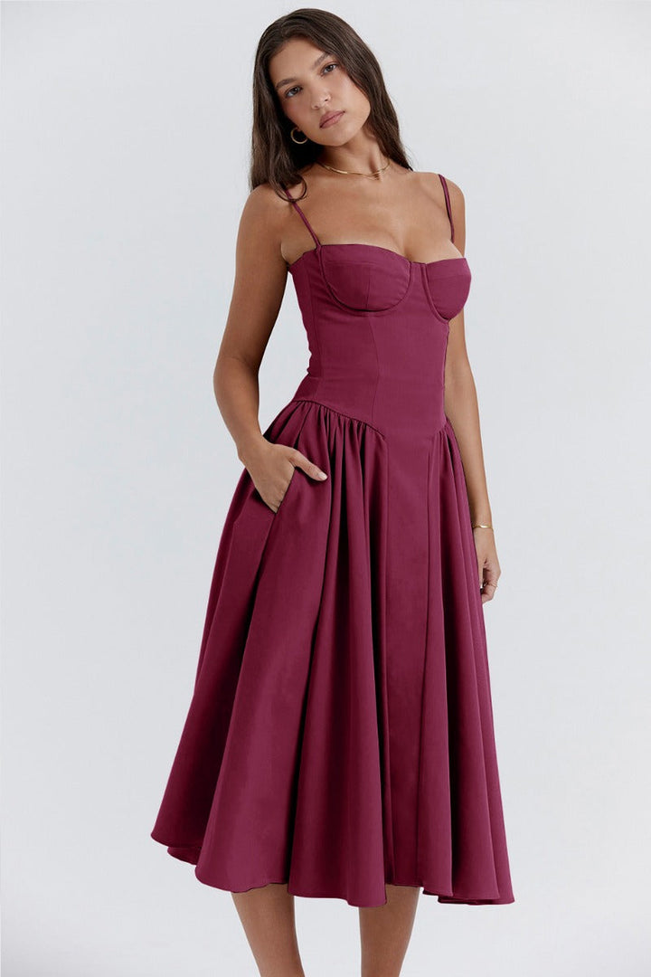 Bärbel | Ärmelloses Midikleid mit Korsettschnitt