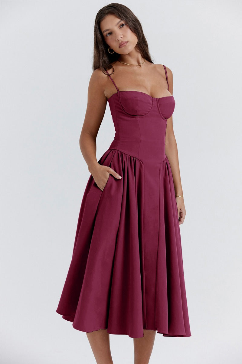 Celine - Midikleid ärmellos mit Korsettpassform