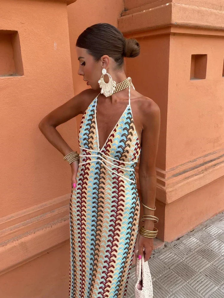 Roxanne | Rückenfreies Kleid mit Neckholder-Kragen