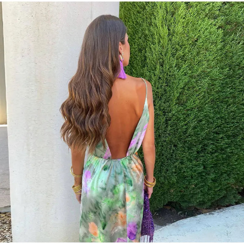 Anisten | Damenlanges Kleid mit Halo-Dye Druck Sommer Boho