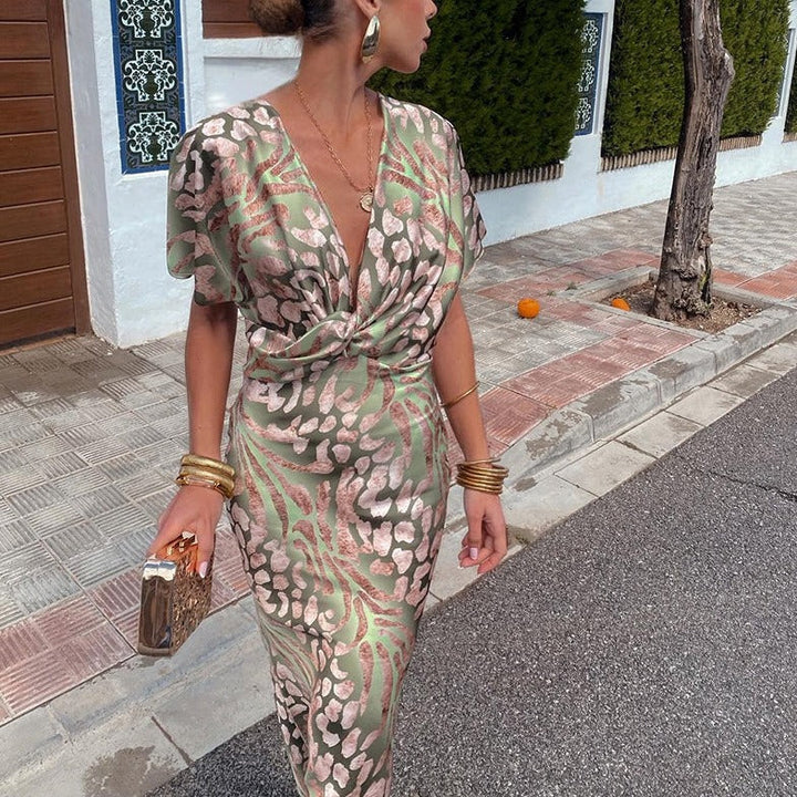 Anneliese® | Maxikleid mit gedrehtem V-Ausschnitt
