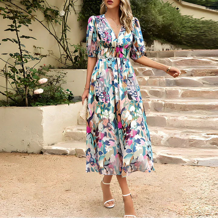 Floretta – Trendige Blumenkleid mit Fließender Passform