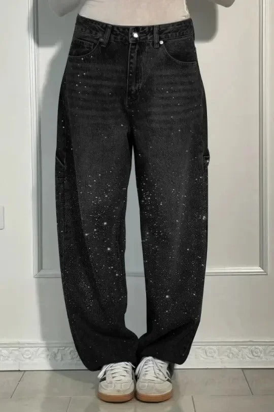 Nele | Hoch geschnittene Hose mit weitem Bein und Knopftaschen