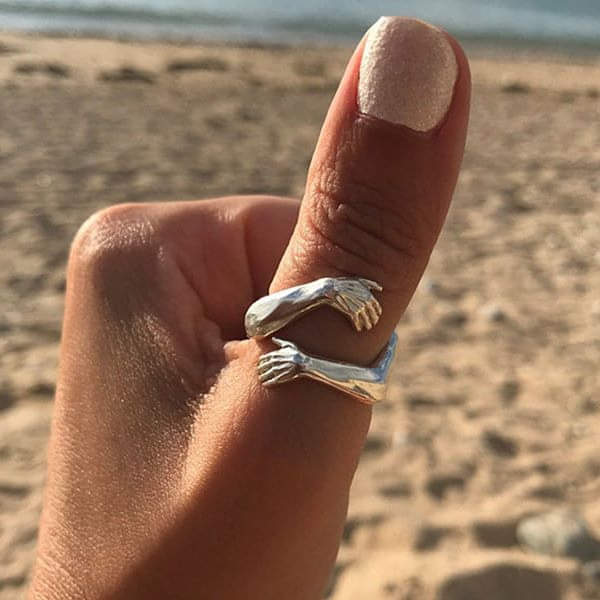 Verstellbare Silbereinfassung Kuschelring