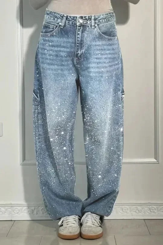 Nele | Hoch geschnittene Hose mit weitem Bein und Knopftaschen