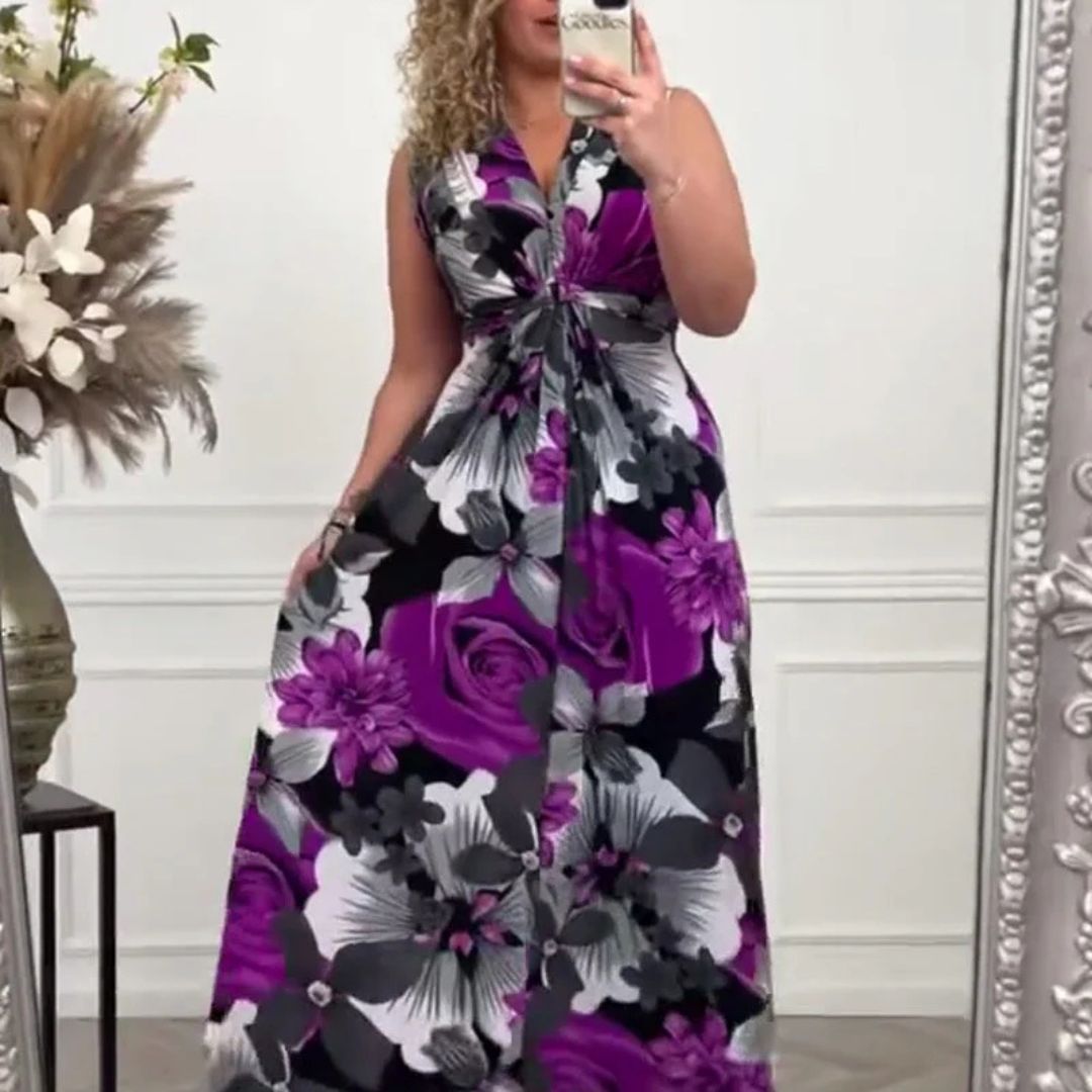 Sacha    - Elegantes ärmelloses Kleid mit plissiertem Blumenprint