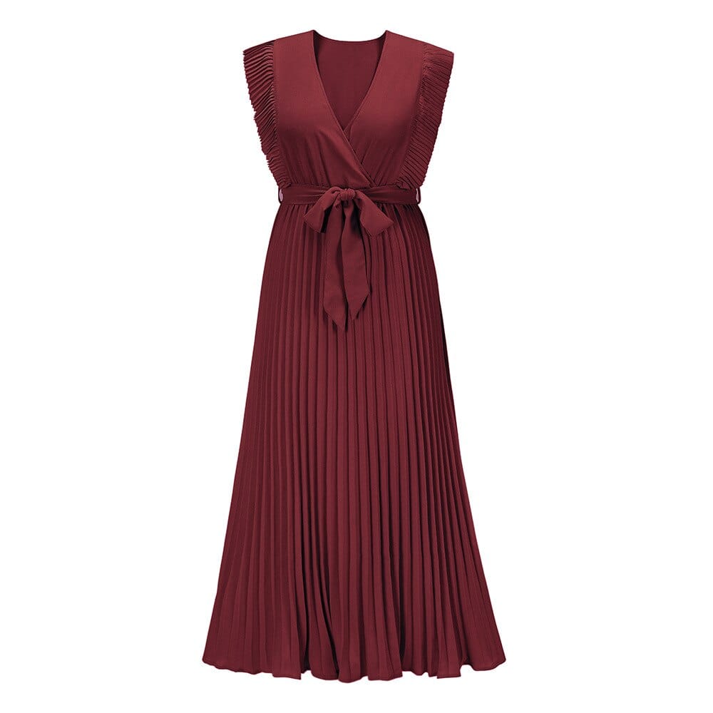 Elena Dunkel Rote Bohemische Feierliche Kleid Mit V-Ausschnitt