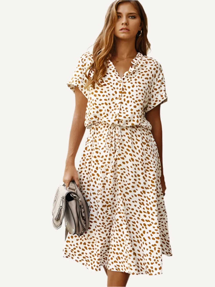 Lorvanna – Bequemer Sommerkleid mit stilvollem Print und kurzen Ärmeln