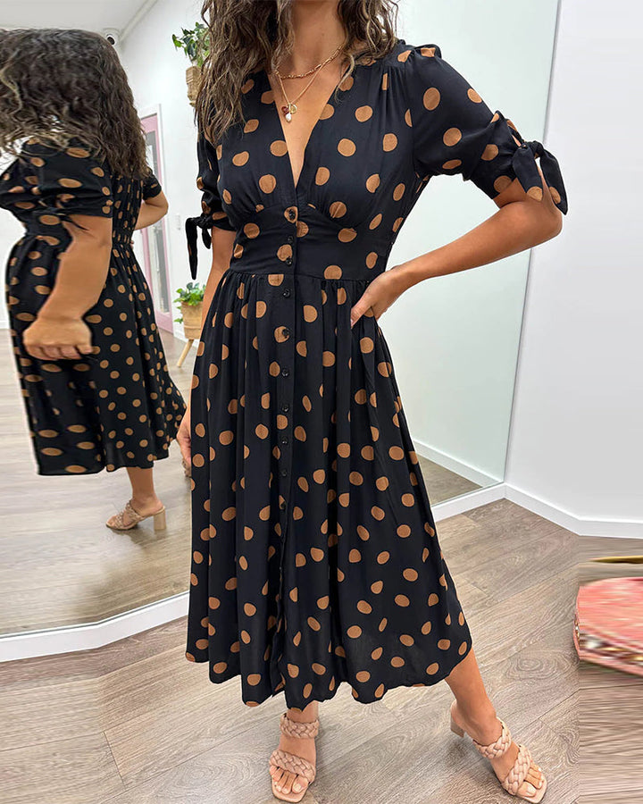 Mina | V-Ausschnitt-Kleid mit Punkten