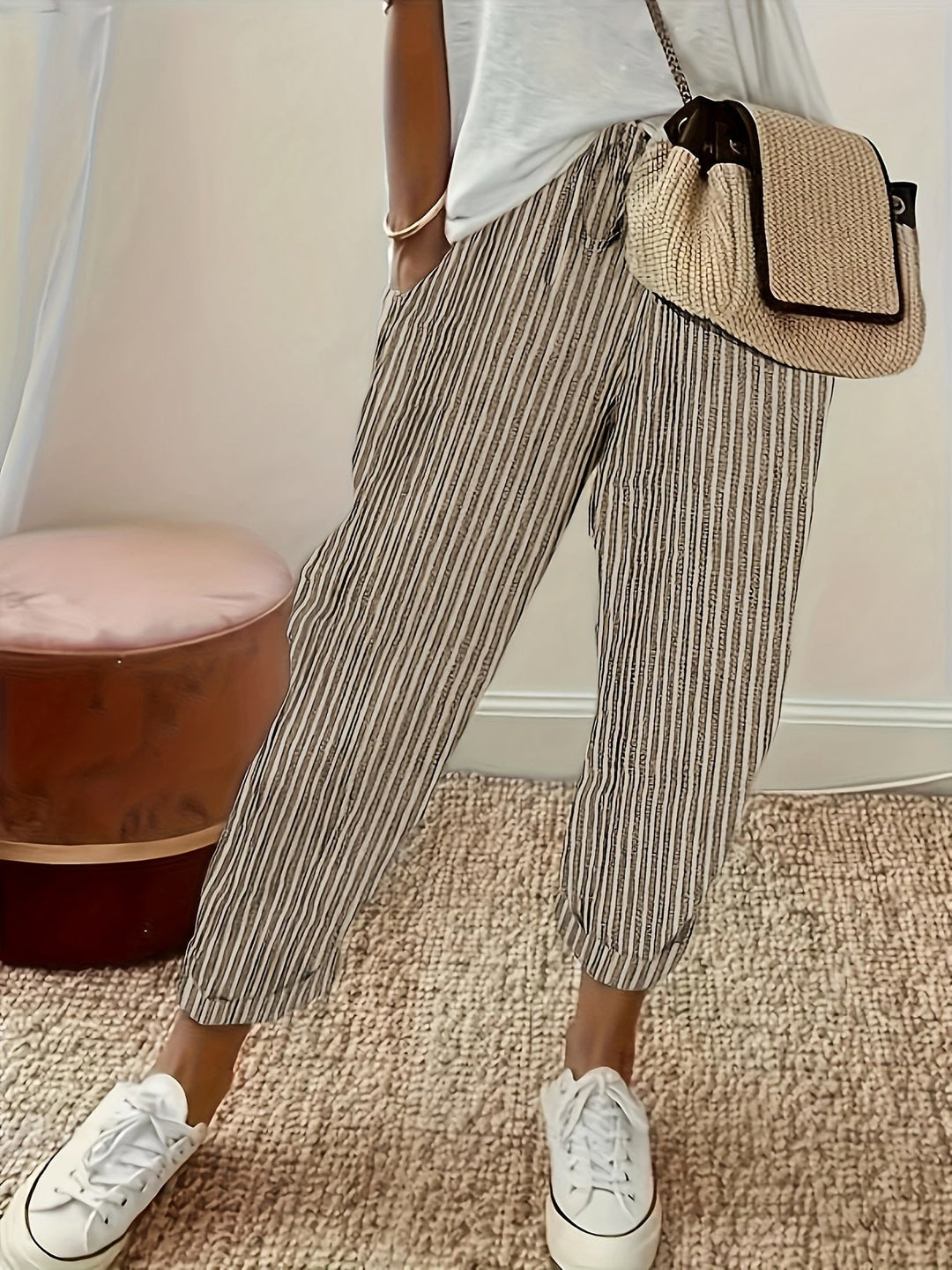 MARLENE    | Gestreifte Leinenhose