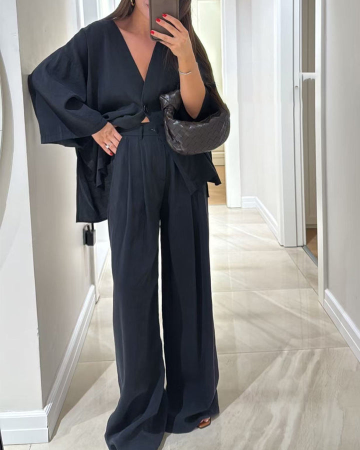 Casual V-Neck Set
