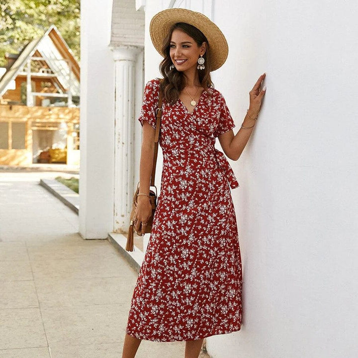 Lola Geblümte Ibiza Midi-Kleid