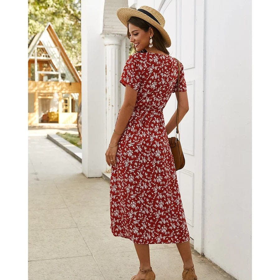 Lola Geblümte Ibiza Midi-Kleid