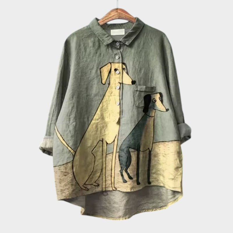 PALMIRA | Oversize-Hemd mit Hundemotiv und täglichem Komfort für einen sorgenfreien Look