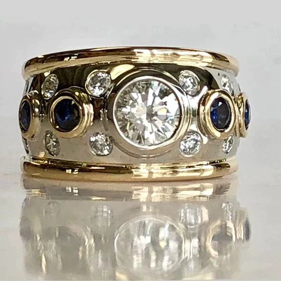Esmay - Vintage Goldene Einlage Zirkonia Ring