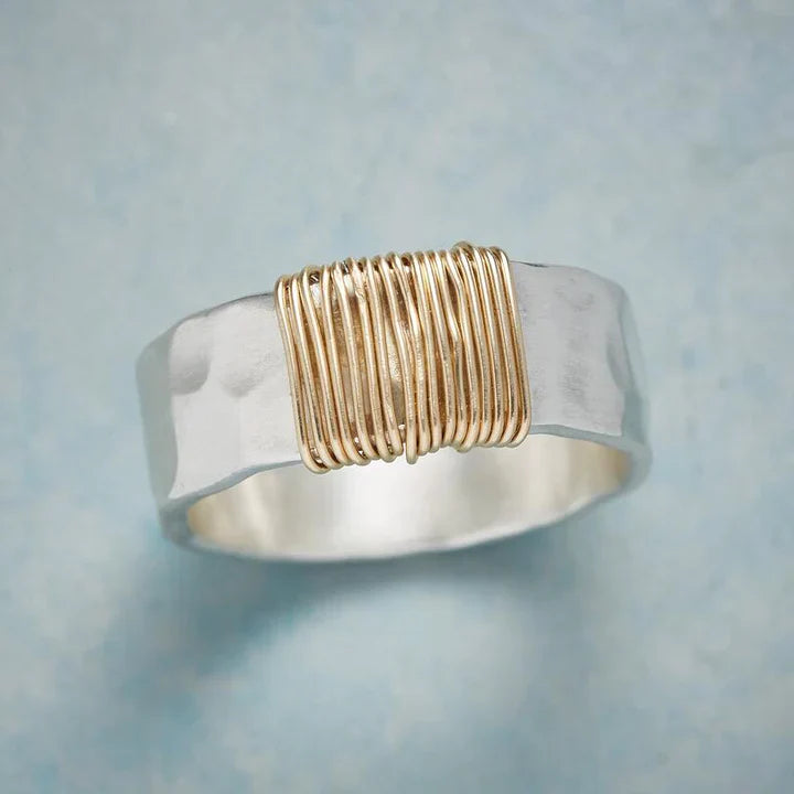 Vintage Goldfaden-Ring aus Silber