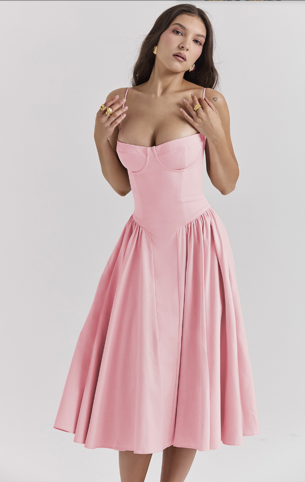 Celine - Midikleid ärmellos mit Korsettpassform