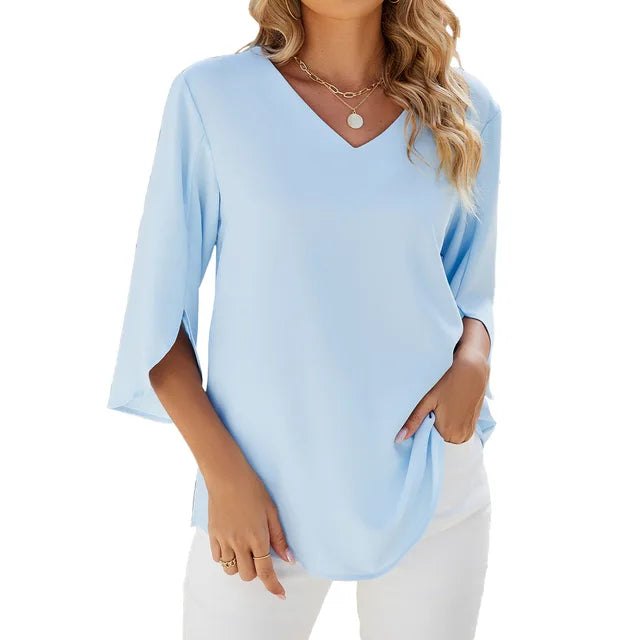 Cara| Bluse mit V-Ausschnitt